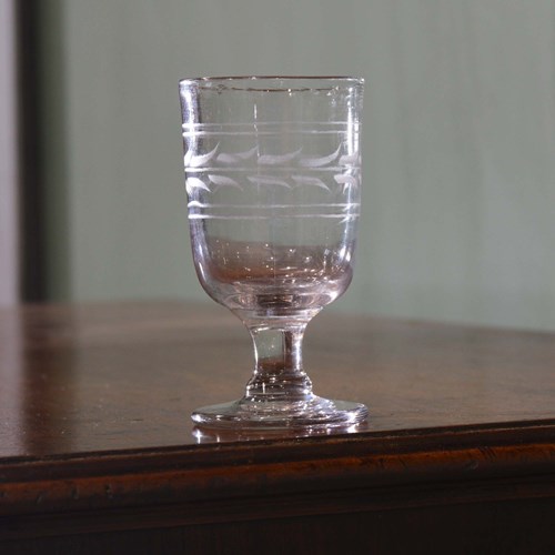 Engraved 19Th Century Tavern Glass Rummer