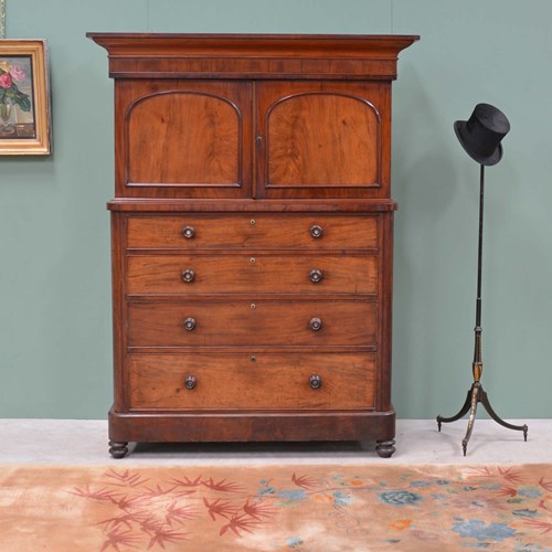 Victorian Mahogany Cupboard, Chest Of Drawers