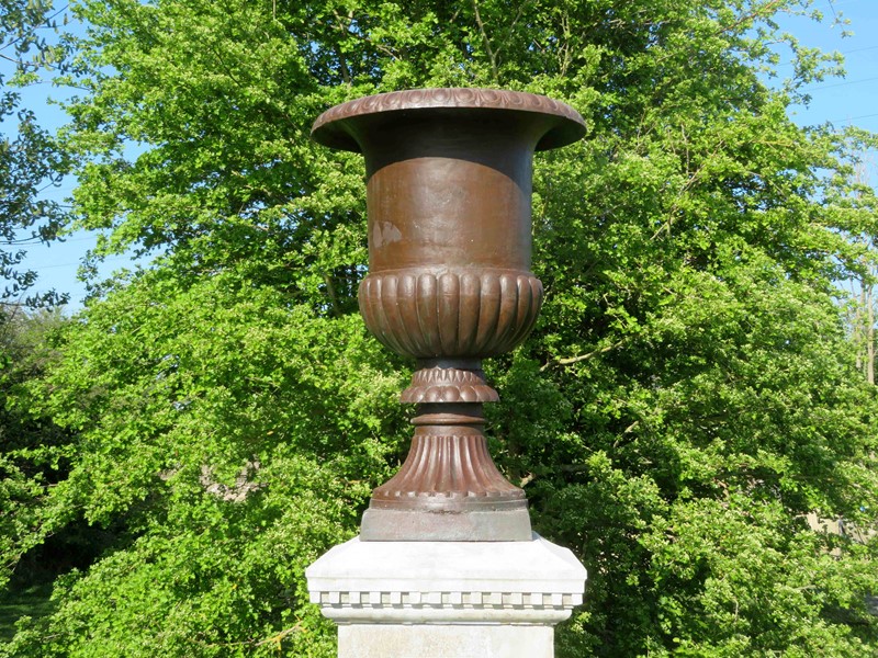 Towering cast iron urn and 19thC stone pedestal-lichen-garden-antiques-1409-antique-garden-pedestal-main-637229848740087181.jpg