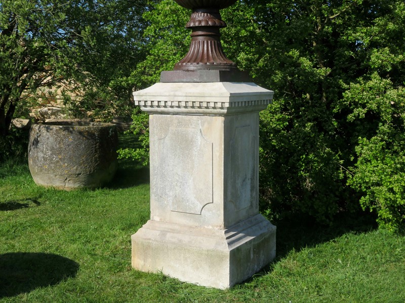 Towering cast iron urn and 19thC stone pedestal-lichen-garden-antiques-1409-garden-ornaments-main-637229849000108043.jpg