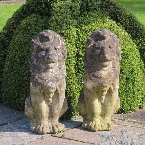 Pair Of Old Lion Statues