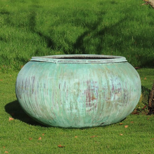 Large Antique Copper Planter