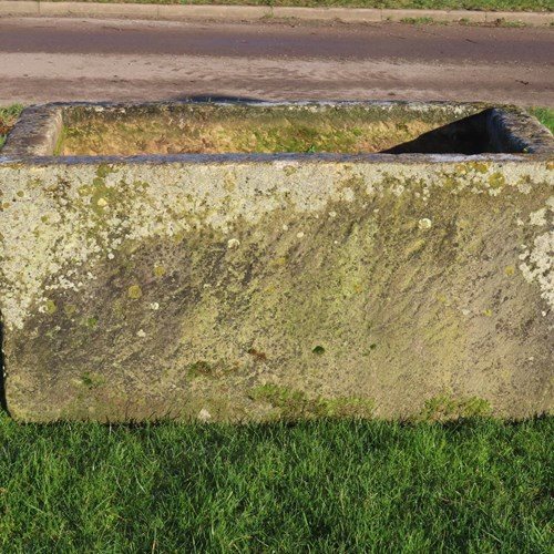 Tall Sided Carved Stone Planter