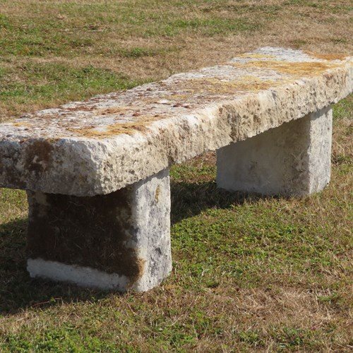 Long Antique Stone Garden Bench