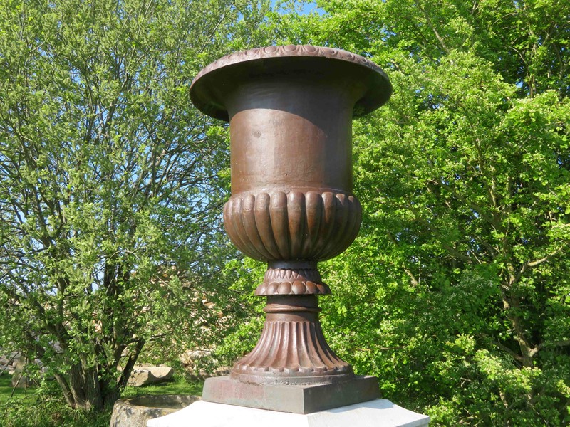 Towering cast iron urn and 19thC stone pedestal-lichen-garden-antiques-3-main-637229850732585133.jpg