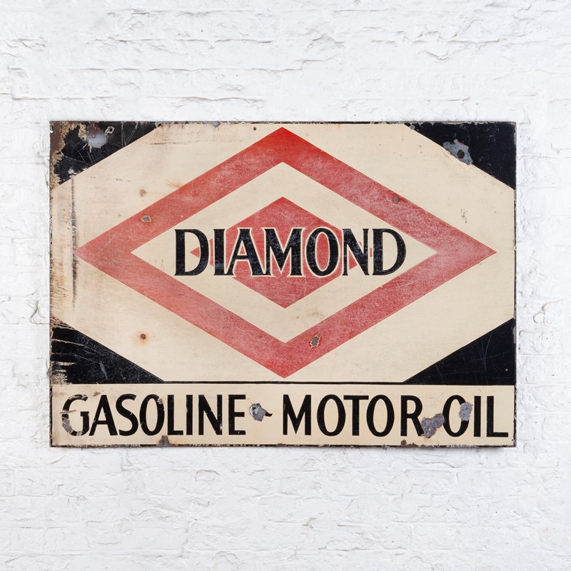 A large, Diamond Gasoline / Motoroil Enamel Sign-ljw-antiques-0913-back-main-637180826757476880.jpg