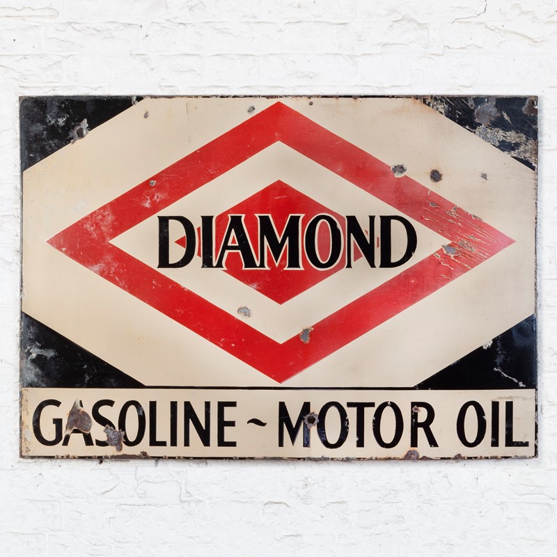 A large, Diamond Gasoline / Motoroil Enamel Sign-ljw-antiques-0913-main-main-637180826464817091.jpg