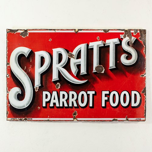 Spratt's parrot food - unusual enamel sign