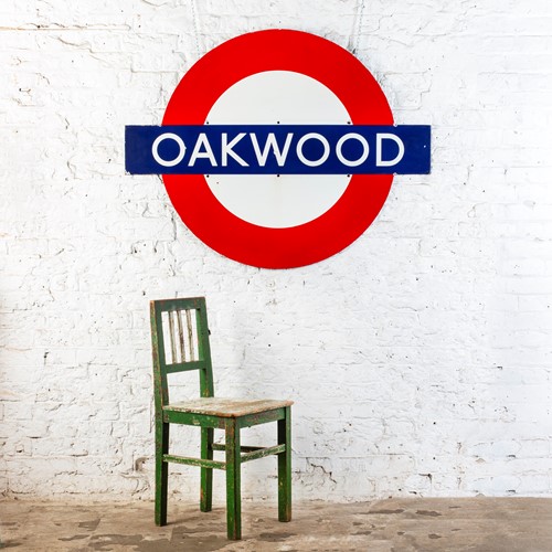 Oakwood - large london underground enamel sign