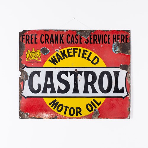 Early Castrol Motor Oil Enamel Sign