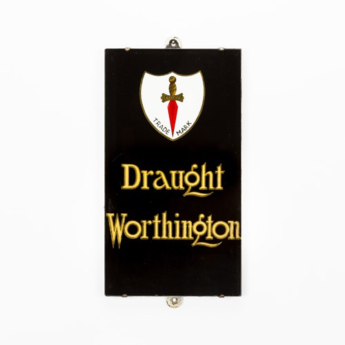 Draught Worthington - Slate-Backed Glass Pub Sign