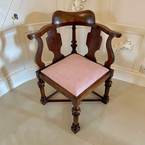Antique Victorian Unusual Oak Corner Chair