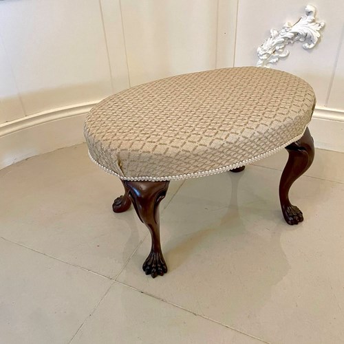 Antique Quality 19Th Century Victorian Oval Shaped Stool