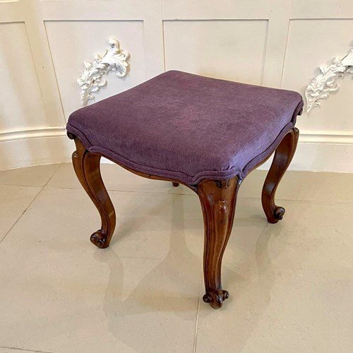 Antique Victorian Walnut Cabriole Legged Stool