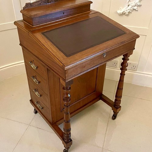Antique Victorian Quality Walnut Freestanding Davenport