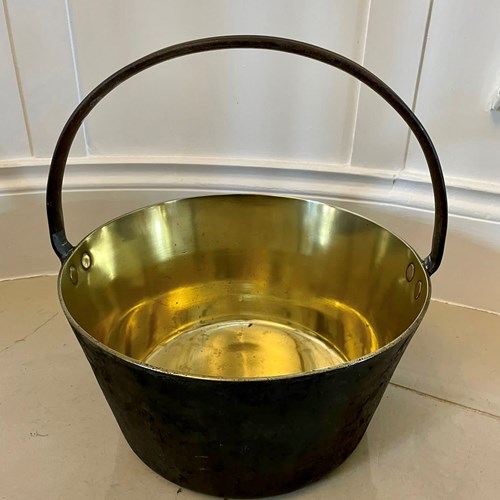 Antique Victorian Quality Large Brass Pail