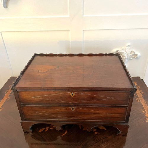 Antique Unusual Victorian Quality Rosewood Writing Box