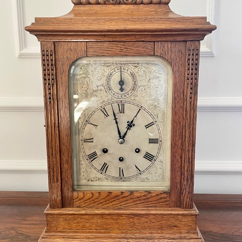 Antique Large Victorian Quality Carved Oak Bracket Clock