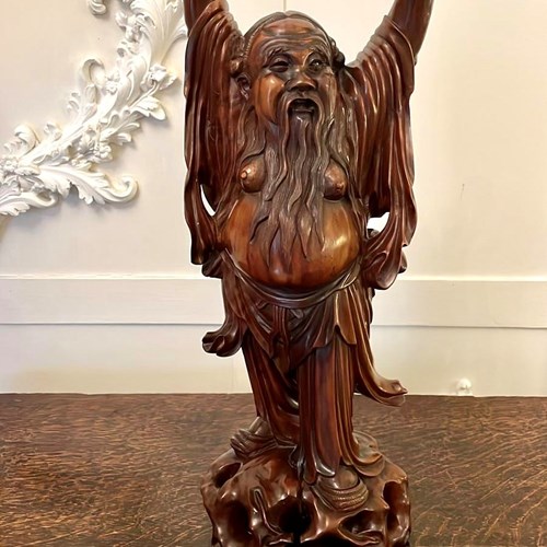 Large Antique Chinese Quality Carved Hardwood Figure