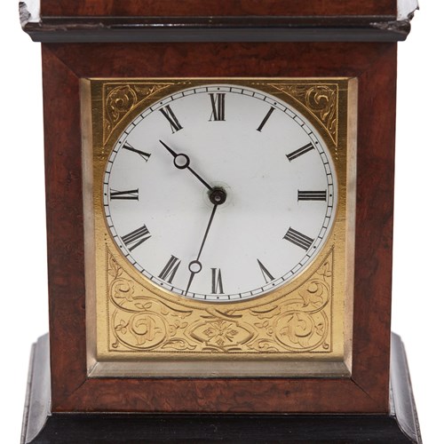 Antique Burr Walnut Ebonised Cased Desk Clock From Baldwin Of Loughborough