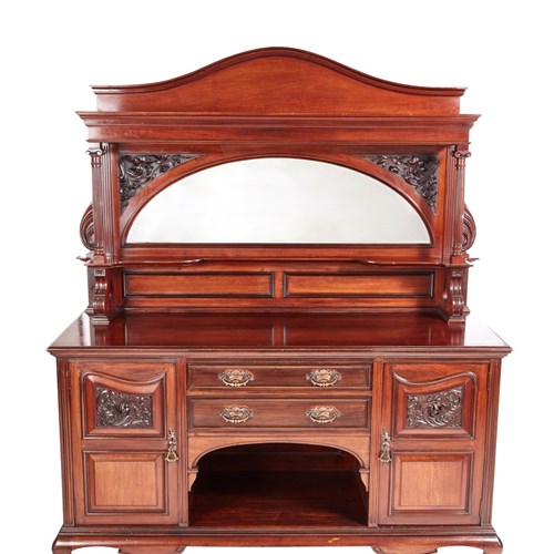 Antique Quality Large Carved Mahogany Sideboard By Maple & Co