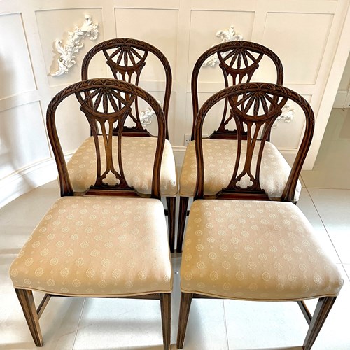 Antique Set Of Four 19Th Century Quality Carved Mahogany Dining Chairs