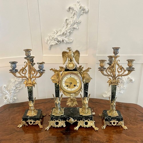 Antique Outstanding Quality Victorian Ornate French Clock Set