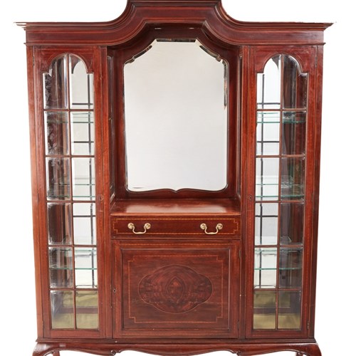 Antique Edwardian Quality Inlaid Mahogany Display Cabinet By Maple & Co