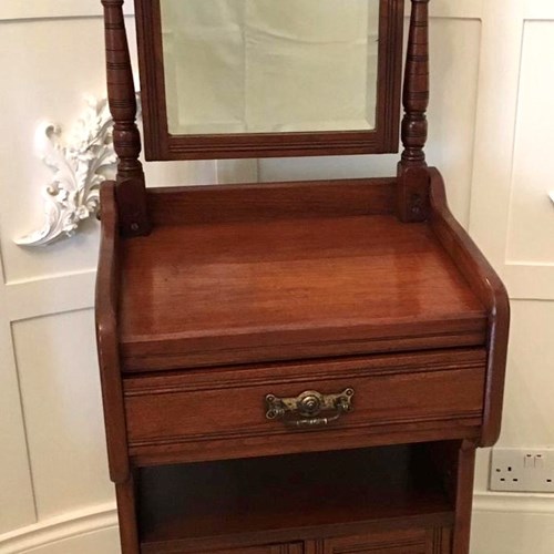 Antique Quality 19Th Century Victorian Walnut Shaving Stand