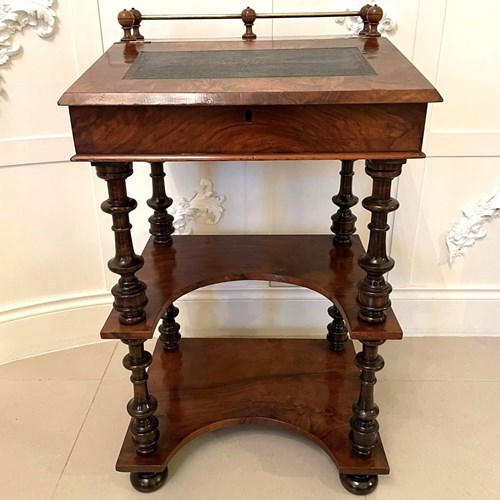 Antique Unusual Victorian Free Standing Walnut Ladies Davenport