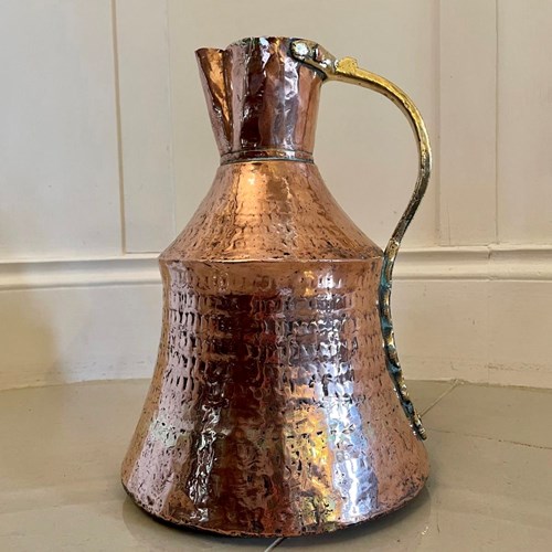 Antique Large Arts And Crafts Copper And Brass Milk Jug