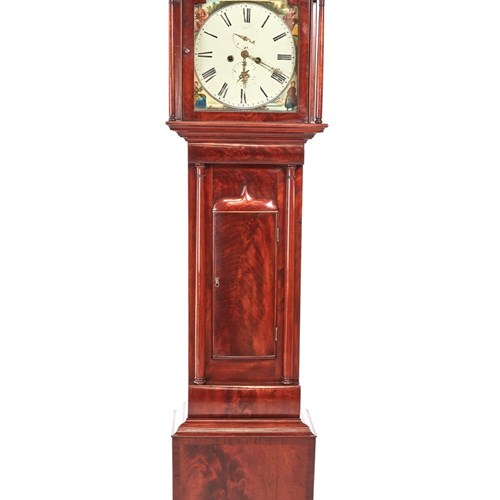 Antique George III Mahogany Eight Day Painted Face Grandfather Clock