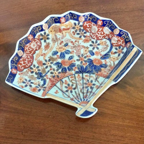 Antique Unusual Imari Style Fan Shaped Plate