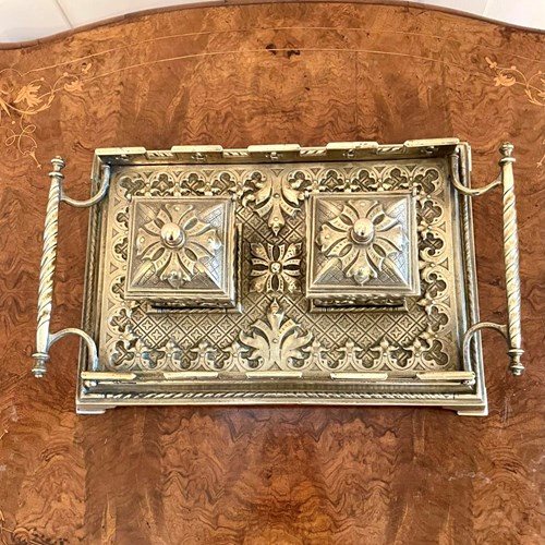 Antique Outstanding  Quality Victorian Brass Desk Set
