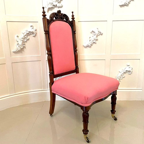Antique Quality Victorian Carved Walnut Ladies Chair