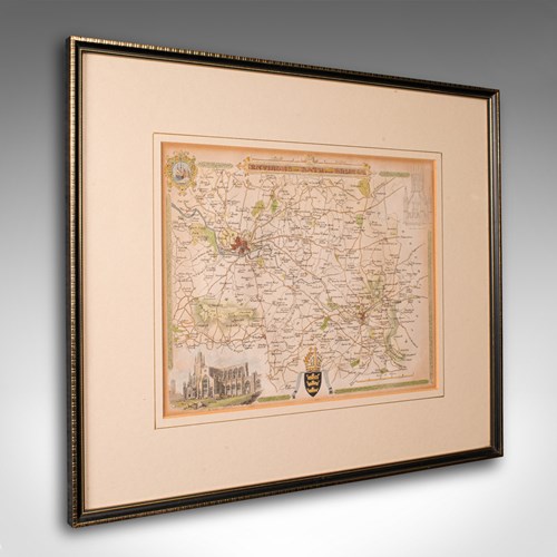 Antique Environs Of Bath & Bristol Map, English, Framed Cartography, Victorian