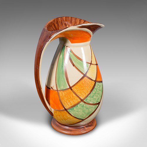 Vintage Cream Pouring Jug, English, Ceramic, Decorative Server, Art Deco, C.1930