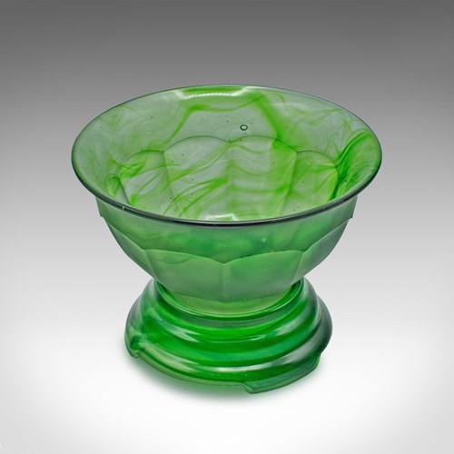 Small Vintage Sugar Dish, English, Cloud Glass, Decorative Bowl On Stand, C.1930
