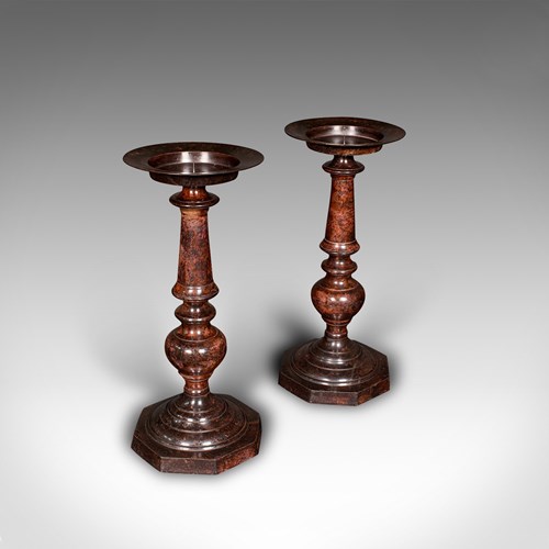 Pair Of Vintage Candle Prickets, English, Candlestick, Ecclesiastical, Art Deco