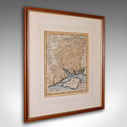 Antique County Map, Hampshire, English, Framed Cartography, Robert Morden, 1700