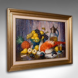 Large Vintage Still Life Painting, ...
