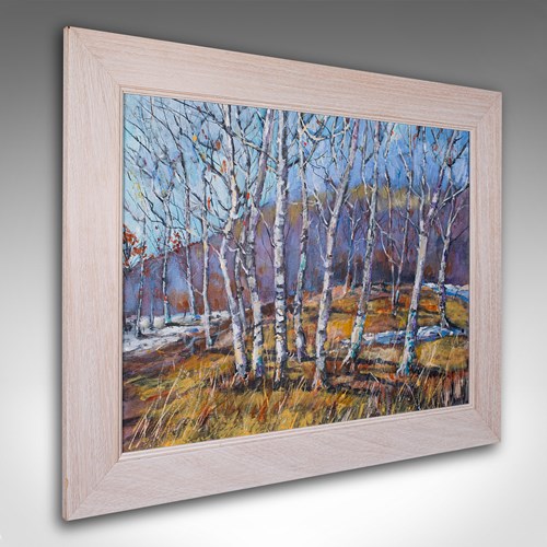 Framed Contemporary Landscape Painting, English, Oil, Art, Picture, Woodland