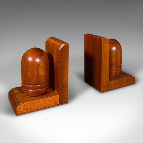 Pair Of Vintage Acorn Bookends, English, Decorative Book Rest, Mid Century, 1960