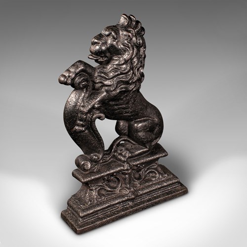 Antique Lion Rampant Doorstop, English, Cast Iron, Decor, Door Keeper, Victorian