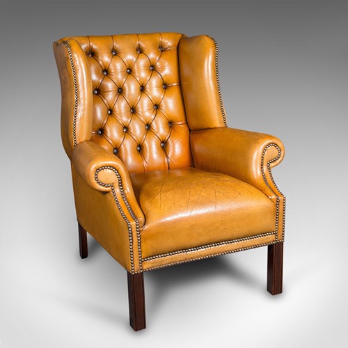 Vintage Gentleman's Club Armchair, English, Wing Back, Lounge, Georgian Revival
