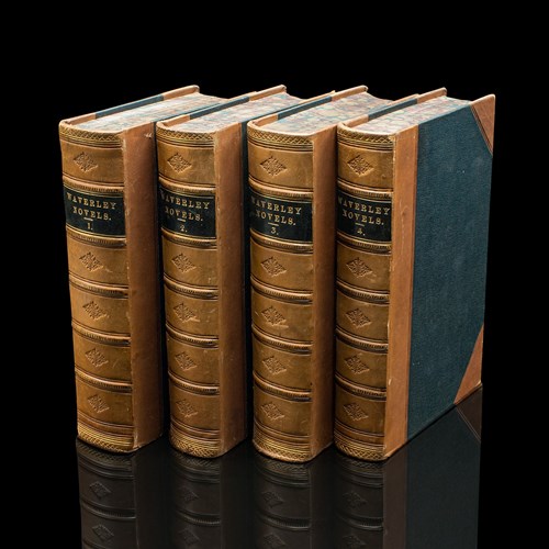 Antique 4 Vols, Waverley Novels, Walter Scott, Scottish, Literary Set, Victorian