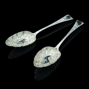 Pair Of Antique Dessert Spoons, Eng...