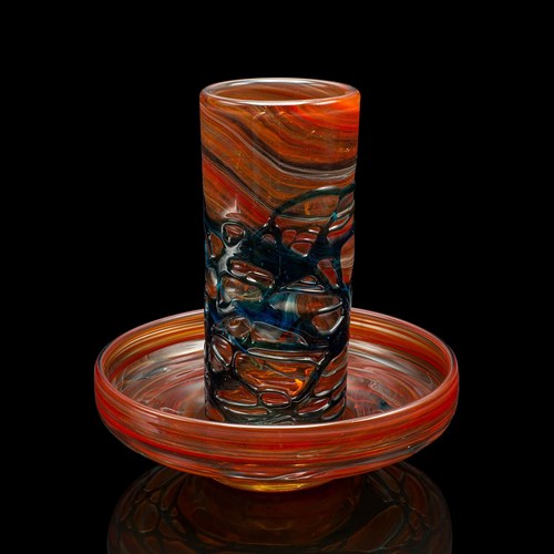 Vintage Mdina Candle Stand, Maltese, Art Glass, Candlestick Holder, Circa 1970