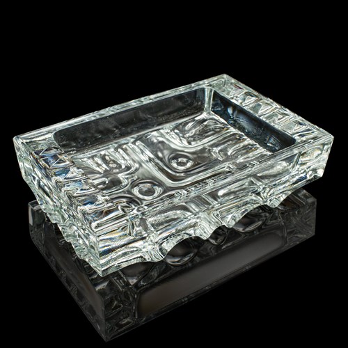 Vintage Cigar Ashtray, Czech, Bohemian Art Glass, Decorative Tray, Circa 1970