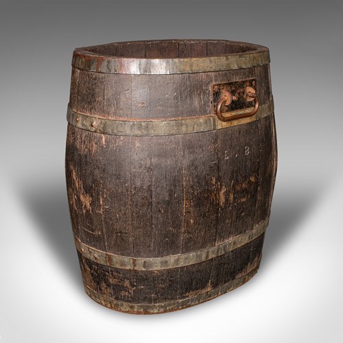 Large Antique Coopered Barrel Stick Stand, Early Victorian, Oak, Umbrella, 1850